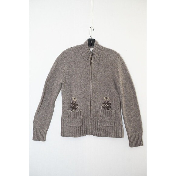 Horny Toad gray womens full zip cardigan sweater lambswool cottage gorp casual L - Picture 1 of 6